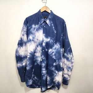 Vintage Miguel Ibars Blue Line Tie Dye Button Front Shirt Long Sleeve Mens L